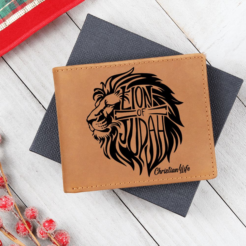 Lion of Judah - with optional Name / Message - Christian Leather Wallet