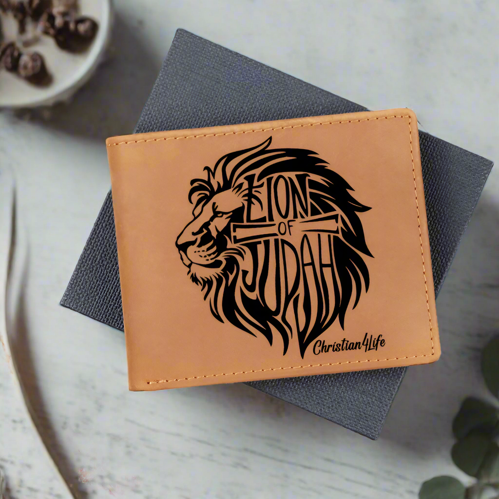 Lion of Judah - with optional Name / Message - Christian Leather Wallet