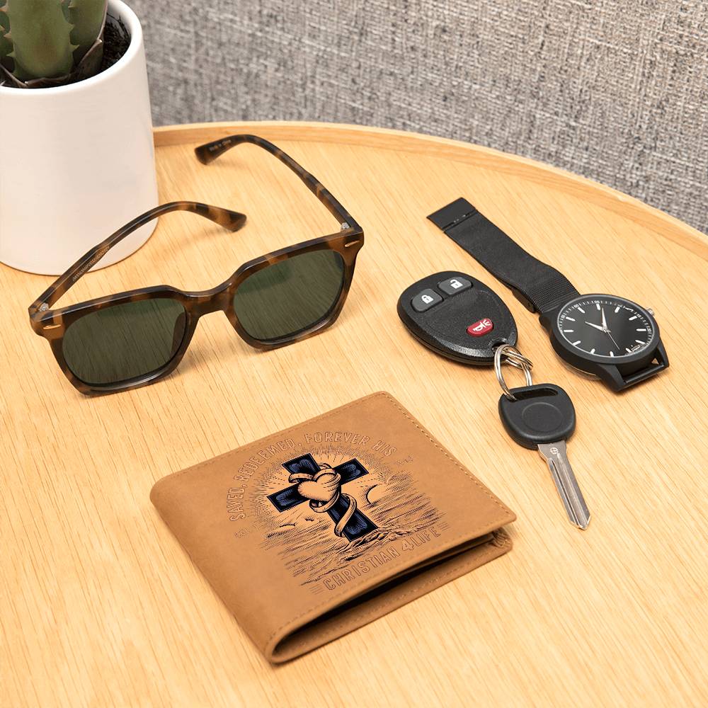 ’Saved Redeemed Forever His’ Christian Leather Wallet - Wallets