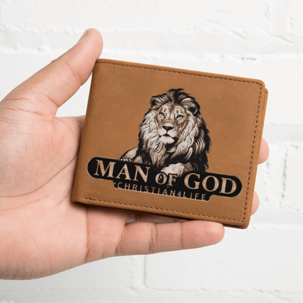 Man of God - Lion of Judah - Christian4Life leather wallet - Christian Gift for Men