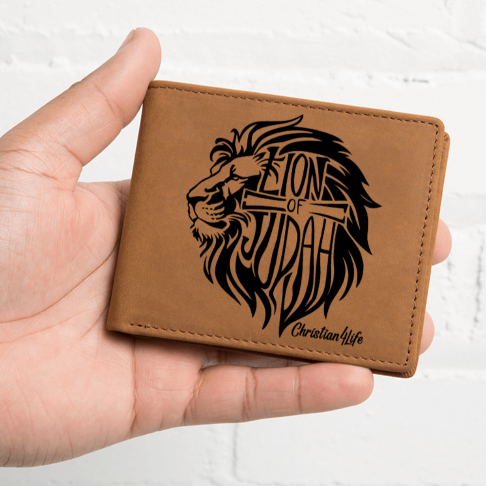 Lion of Judah - with optional Name / Message - Christian Leather Wallet