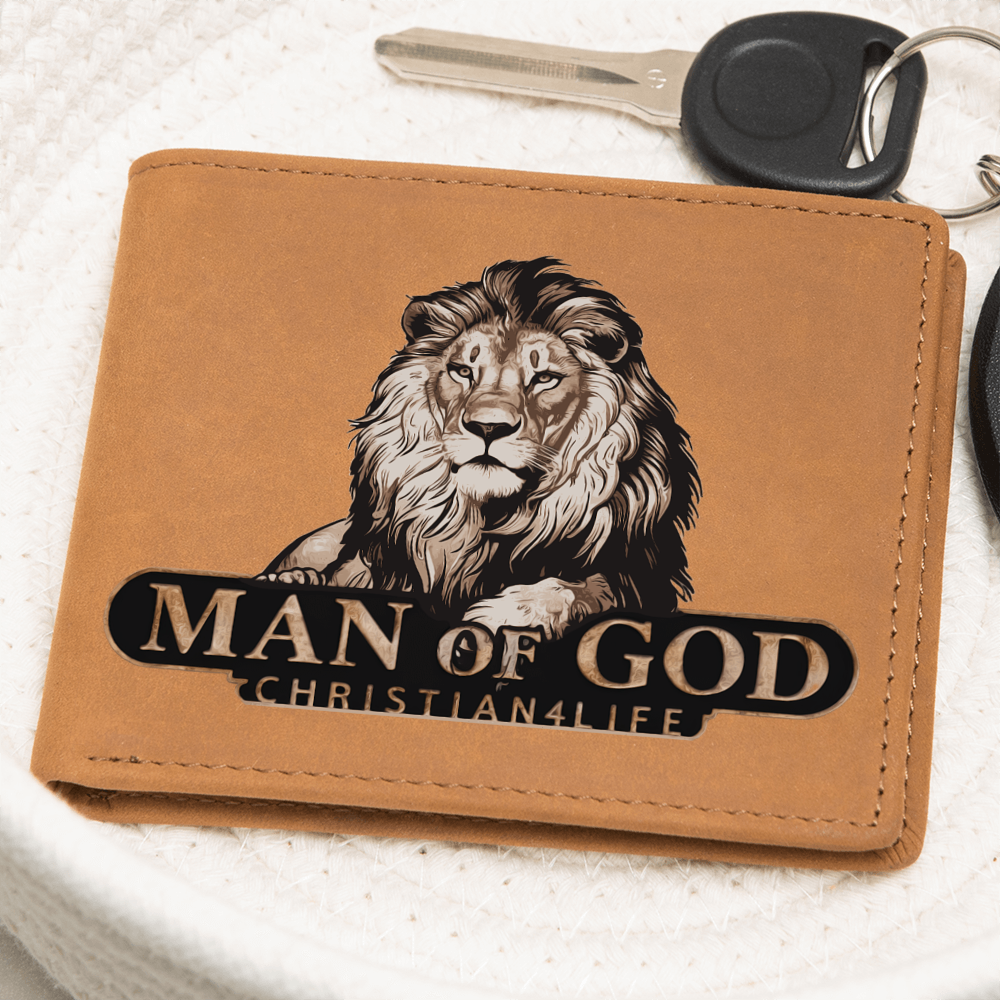 Man of God - Lion of Judah - Christian4Life leather wallet - Christian Gift for Men