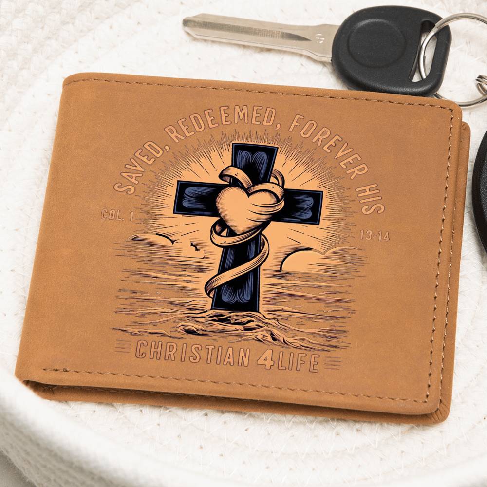 ’Saved Redeemed Forever His’ Christian Leather Wallet - Wallets