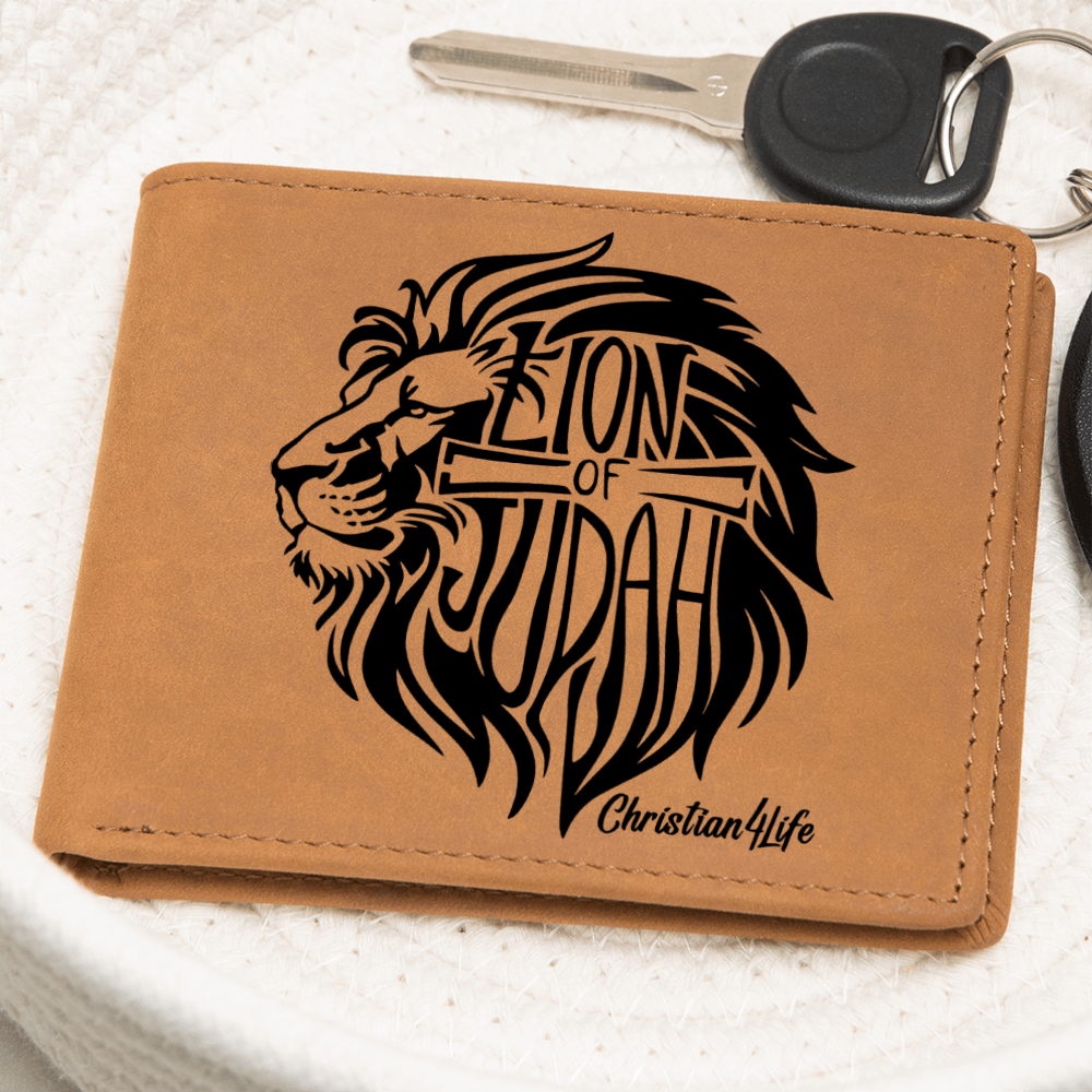 Lion of Judah - with optional Name / Message - Christian Leather Wallet