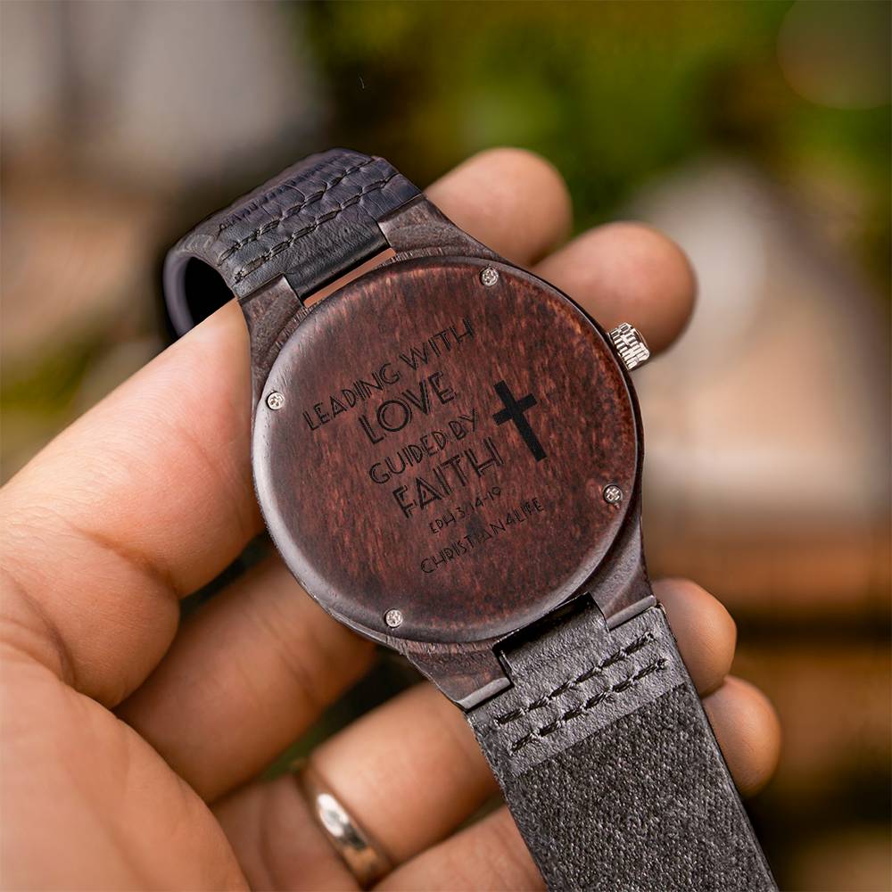 Leading with Love Engraved Wooden Watch - Watches