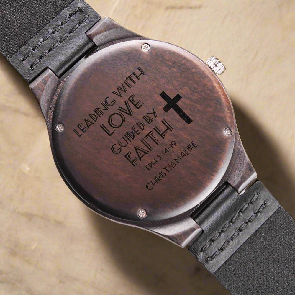 Leading with Love Engraved Wooden Watch - Watches