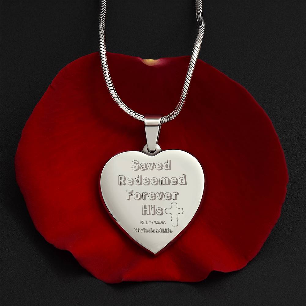 Saved Redeemed Engraved Heart Necklace (optional personalized message) - Jewelry