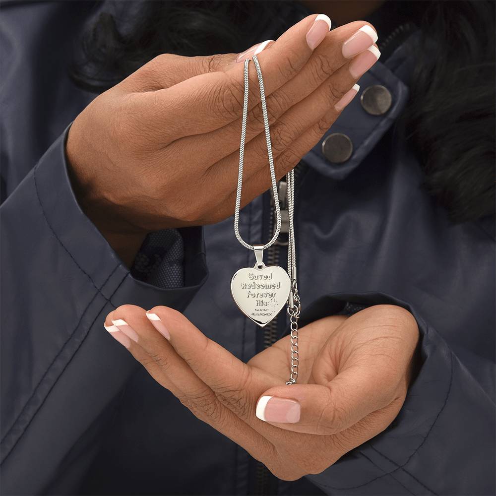 Saved Redeemed Engraved Heart Necklace (optional personalized message) - Jewelry