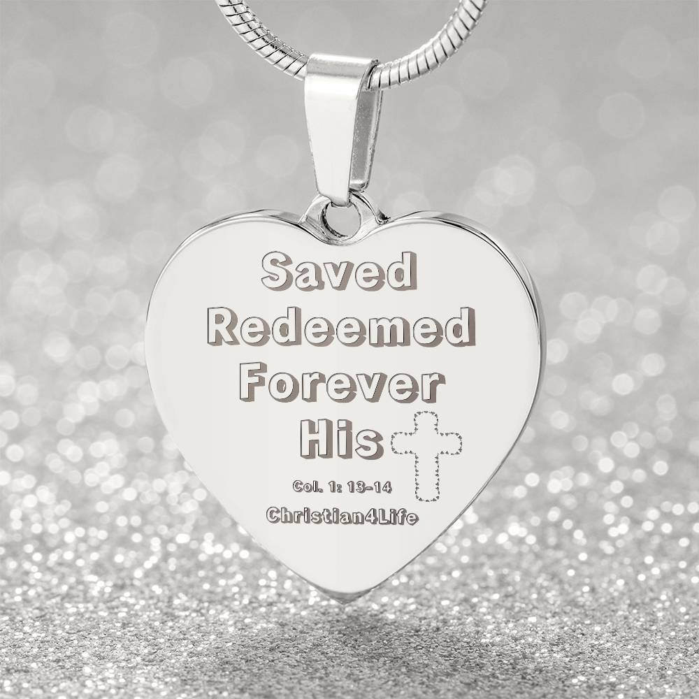 Saved Redeemed Engraved Heart Necklace (optional personalized message) - Jewelry