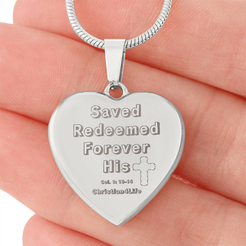 Saved Redeemed Engraved Heart Necklace (optional personalized message) - Jewelry