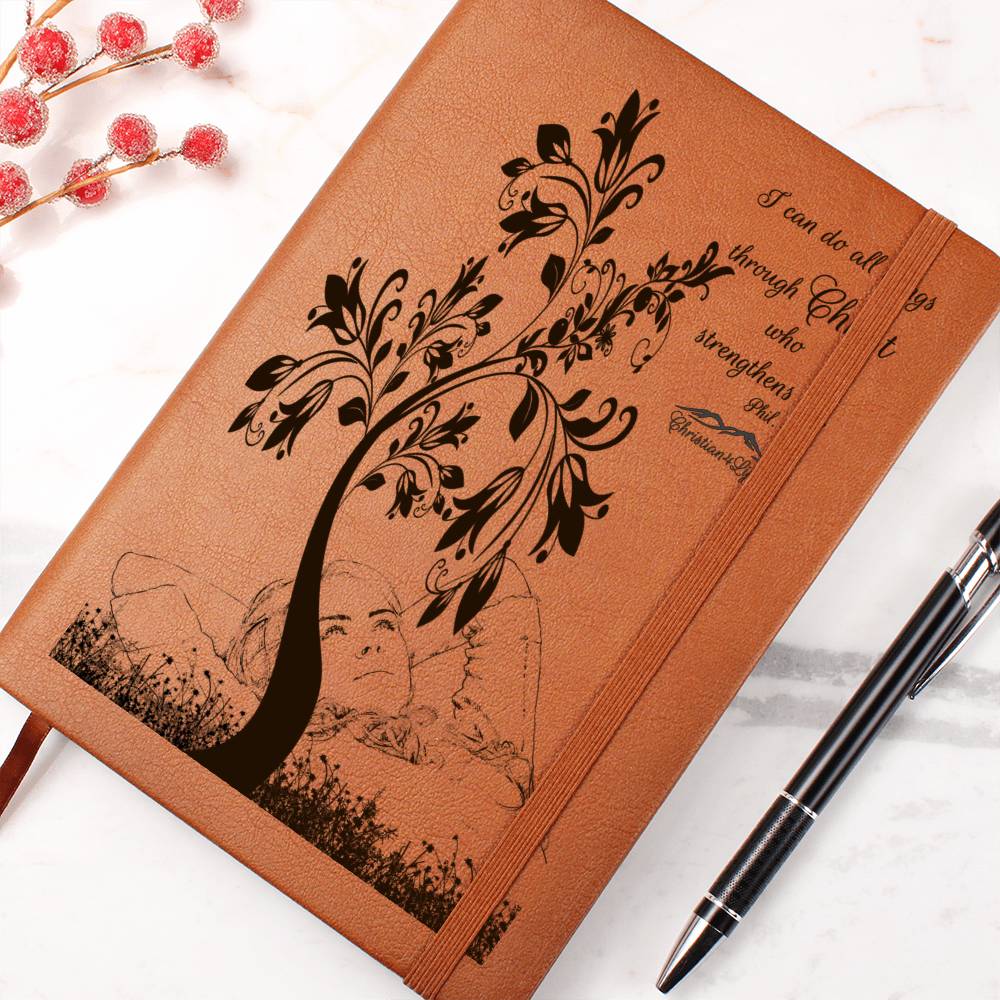I Can Do All Things through Christ vegan leather Graphic Christian Journal - Journals