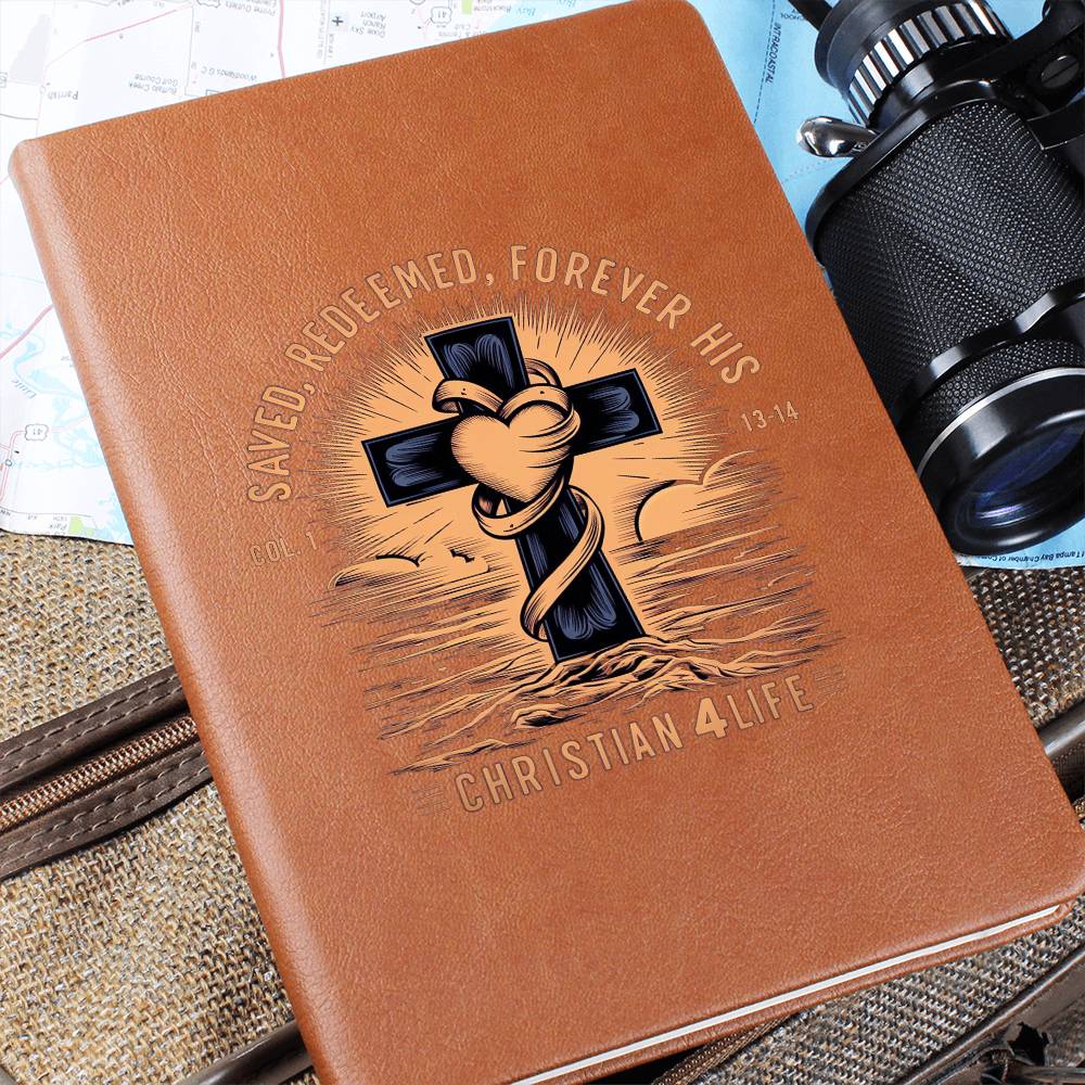 ’Saved Redeemed Forever His’ Vegan Leather Christian Journal - Journals