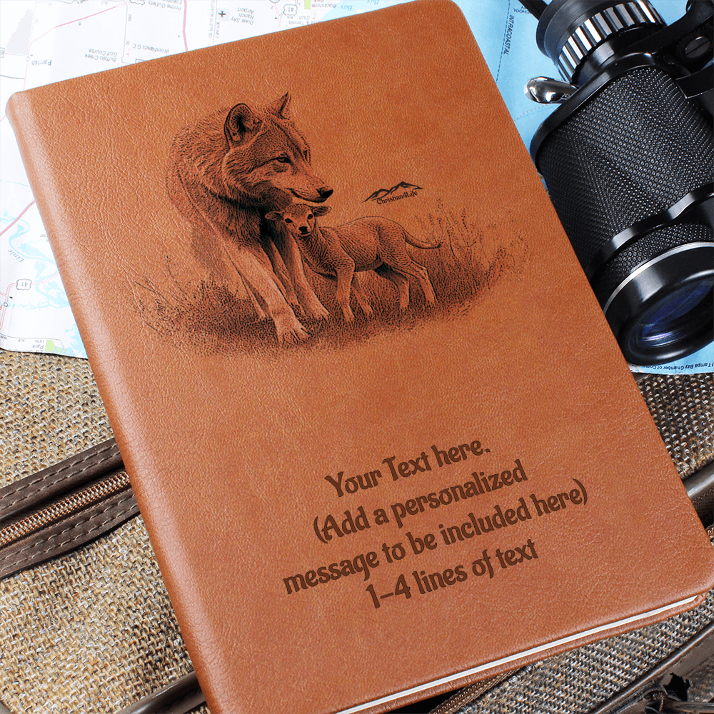 Wolf and Lamb - Personalized Graphic Vegan Leather Journal - Graphic Journal - Journals