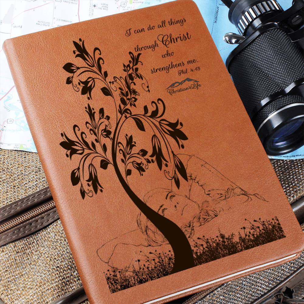 I Can Do All Things through Christ vegan leather Graphic Christian Journal - Journals