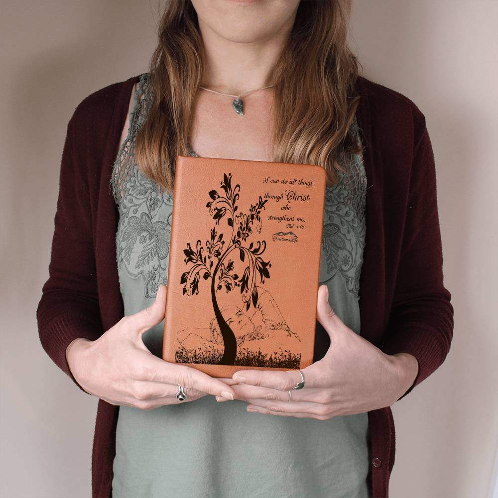 I Can Do All Things through Christ vegan leather Graphic Christian Journal - Journals