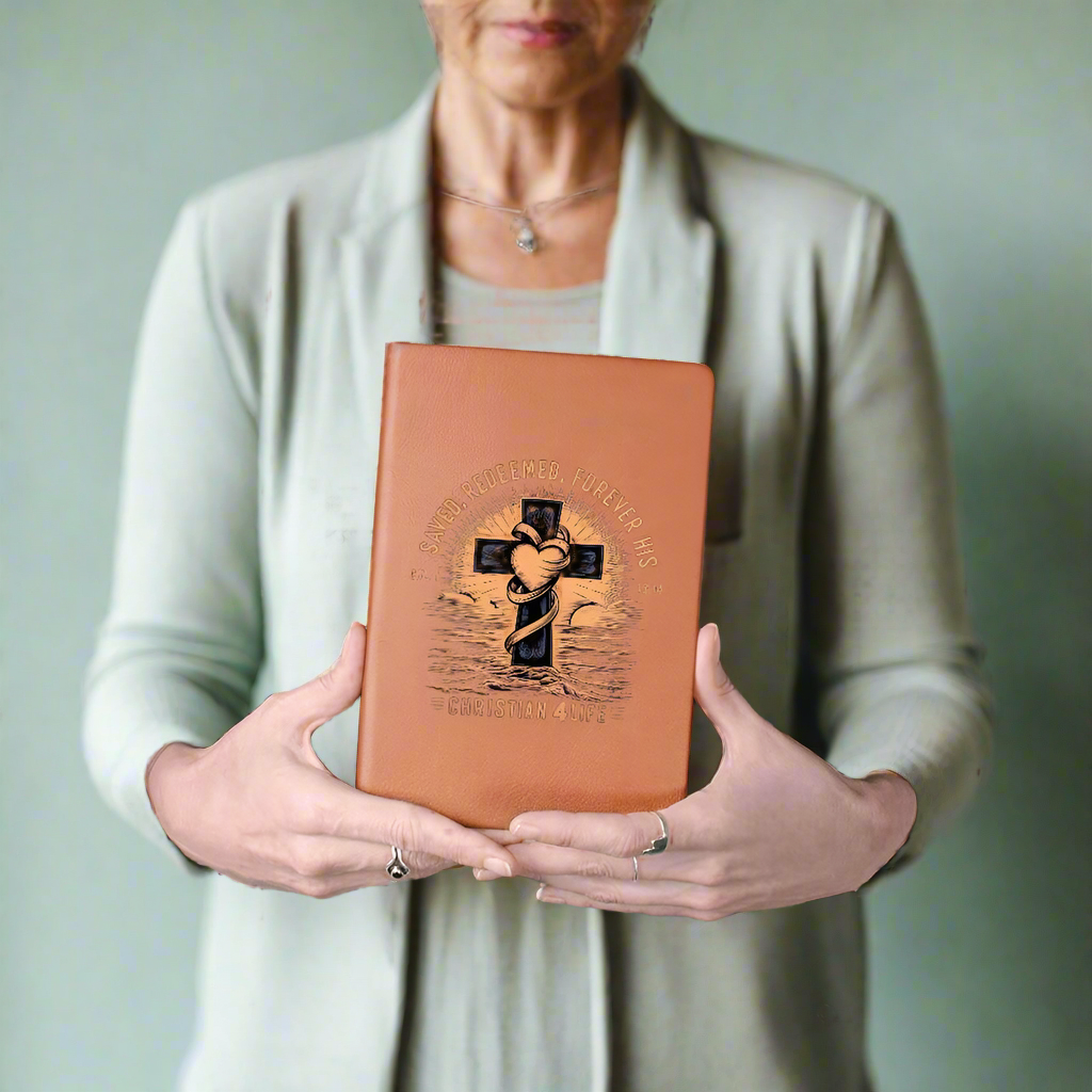 ’Saved Redeemed Forever His’ Vegan Leather Christian Journal - Journals