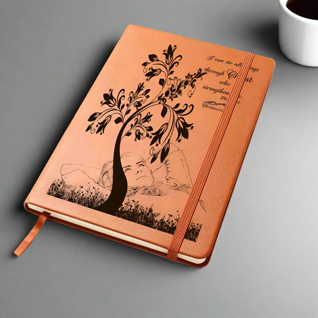 I Can Do All Things through Christ vegan leather Graphic Christian Journal - Journals