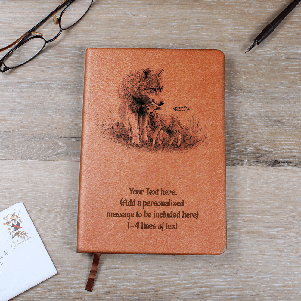 Wolf and Lamb - Personalized Graphic Vegan Leather Journal - Graphic Journal - Journals