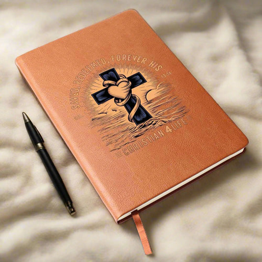 ’Saved Redeemed Forever His’ Vegan Leather Christian Journal - Journals