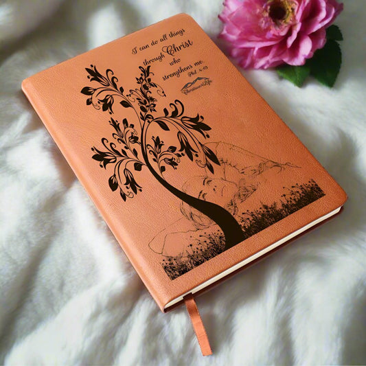 I Can Do All Things through Christ vegan leather Graphic Christian Journal - Journals