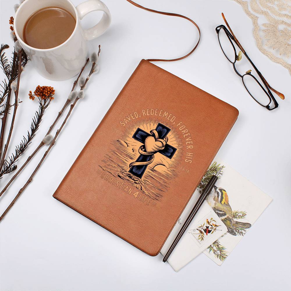 ’Saved Redeemed Forever His’ Vegan Leather Christian Journal - Journals