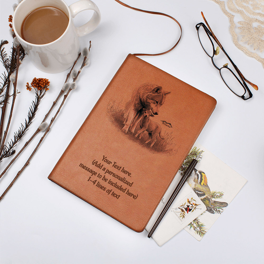 Wolf and Lamb - Personalized Graphic Vegan Leather Journal - Graphic Journal - Journals