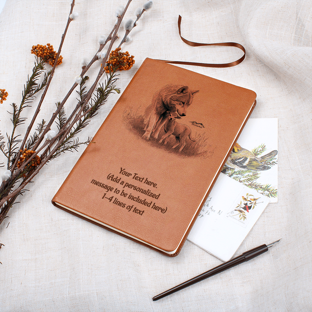 Wolf and Lamb - Personalized Graphic Vegan Leather Journal - Graphic Journal - Journals