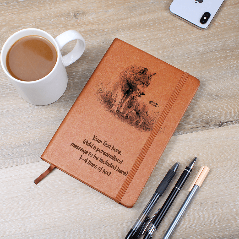 Wolf and Lamb - Personalized Graphic Vegan Leather Journal - Graphic Journal - Journals