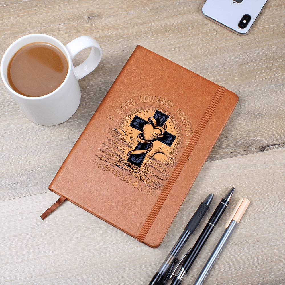 ’Saved Redeemed Forever His’ Vegan Leather Christian Journal - Journals