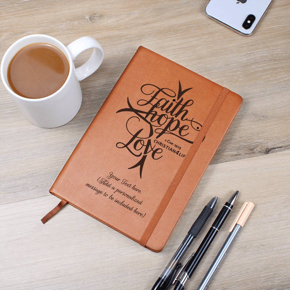 Personalized ’Faith Hope Love’ Christian Journal (add your message) - Journals