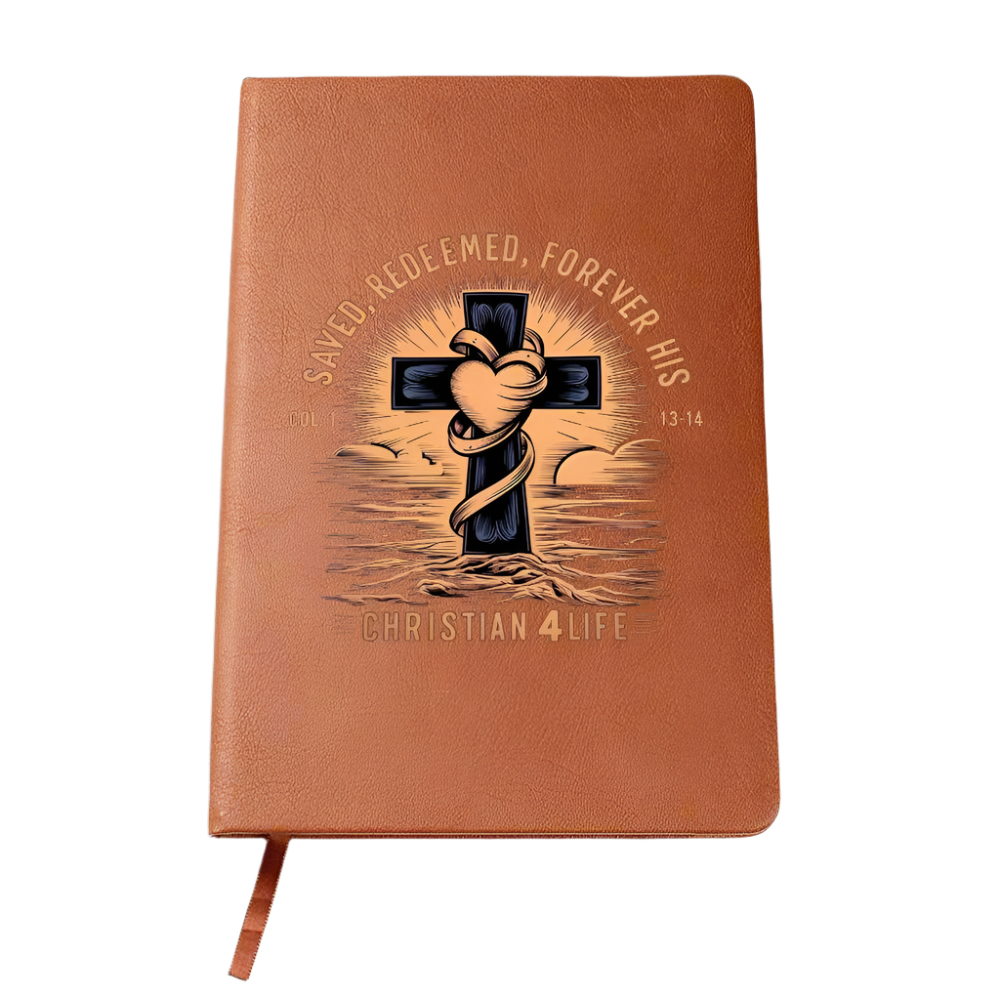’Saved Redeemed Forever His’ Vegan Leather Christian Journal - Journals