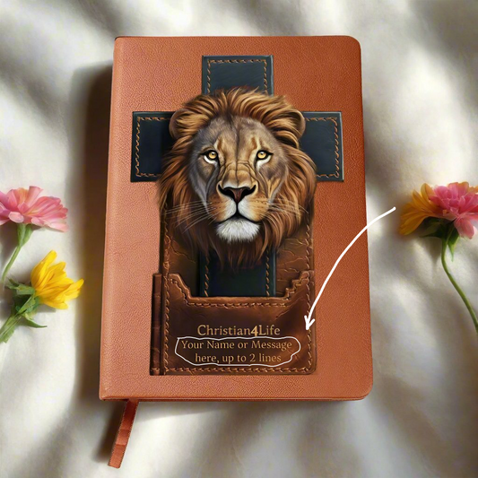Personalized 3D Christian4Life Lion and Cross Graphic Christian Journal - Journals