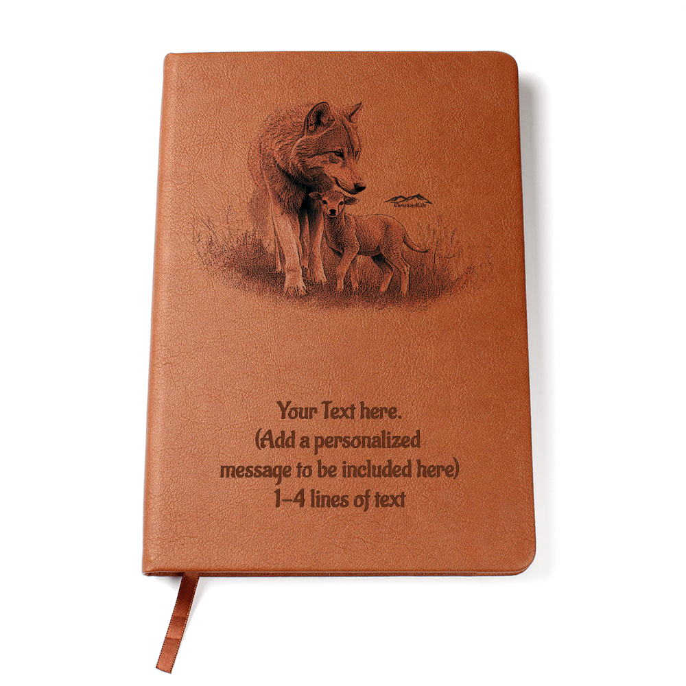 Wolf and Lamb - Personalized Graphic Vegan Leather Journal - Graphic Journal - Journals