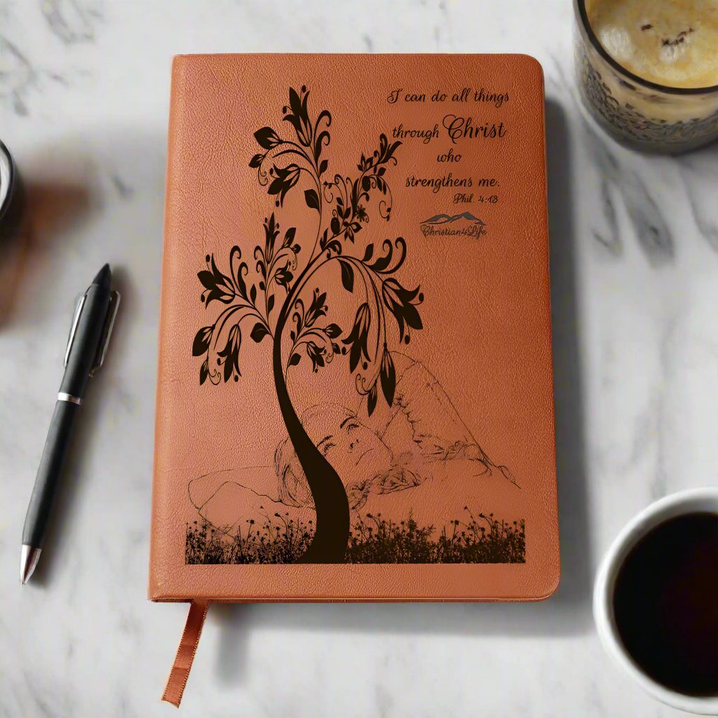 I Can Do All Things through Christ vegan leather Graphic Christian Journal - Journals