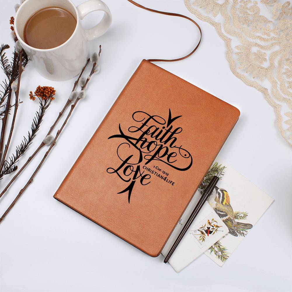 ’Faith Hope Love’ Vegan Leather Christian Journal - Journals