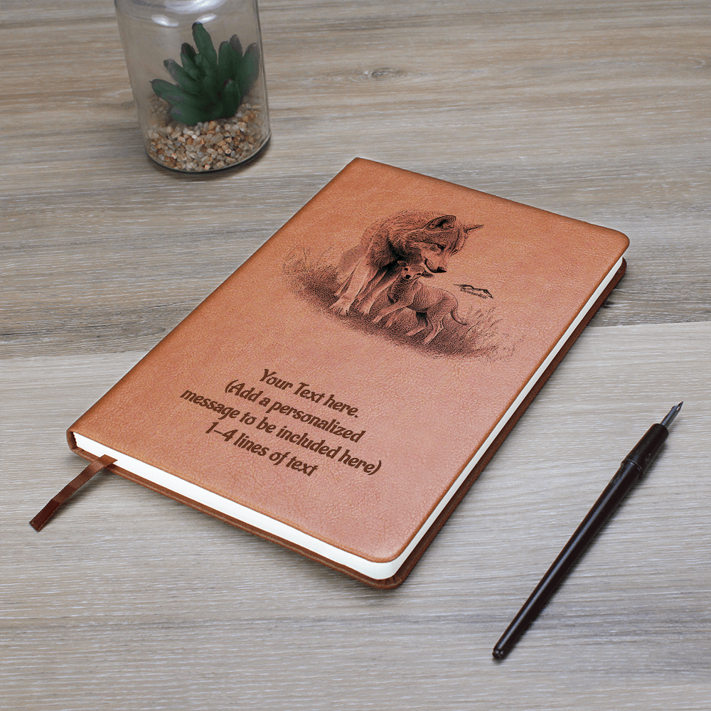 Wolf and Lamb - Personalized Graphic Vegan Leather Journal - Graphic Journal - Journals