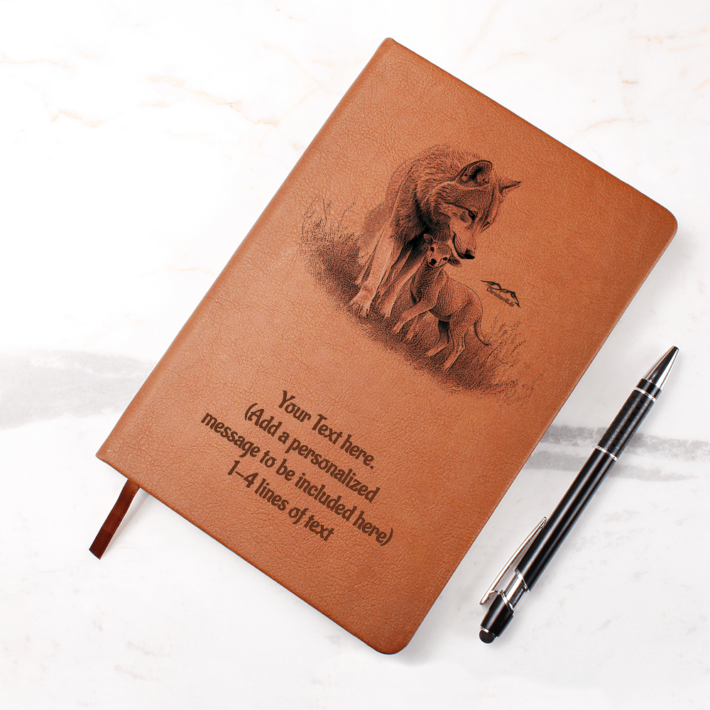 Wolf and Lamb - Personalized Graphic Vegan Leather Journal - Graphic Journal - Journals