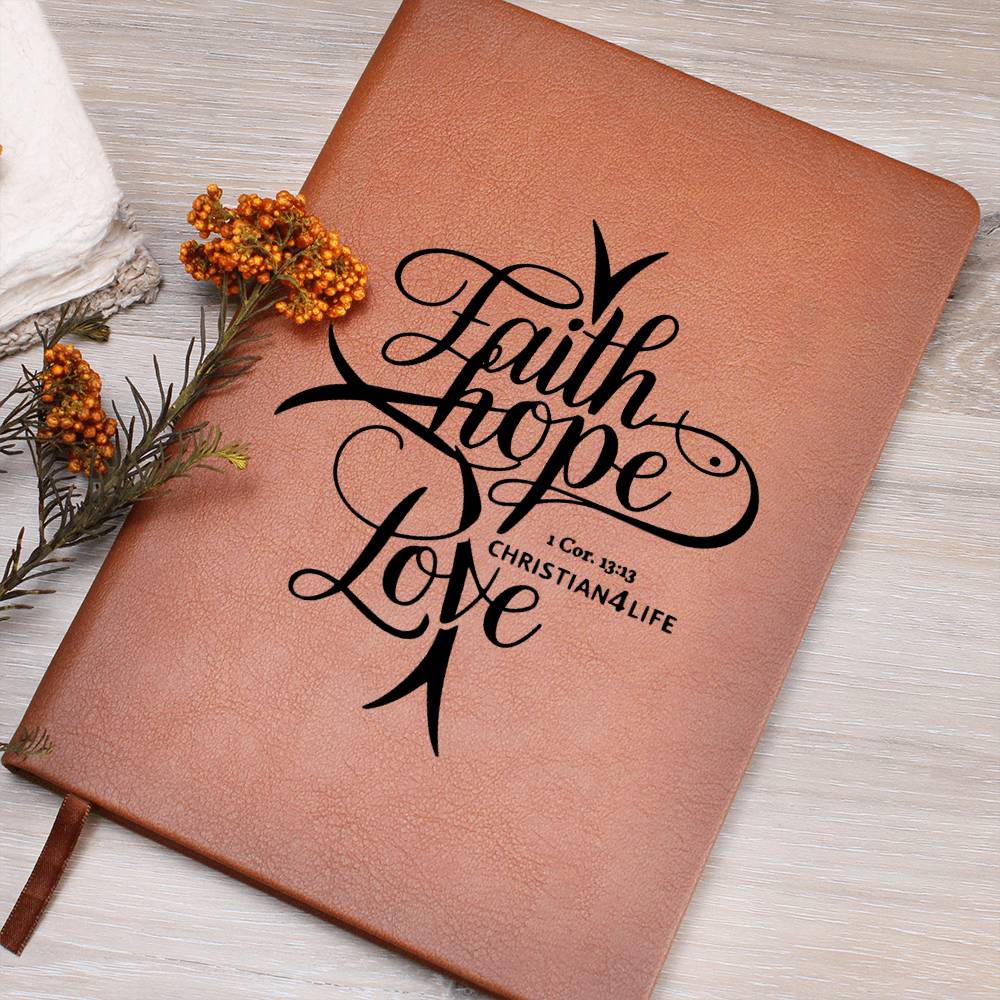 ’Faith Hope Love’ Vegan Leather Christian Journal - Journals