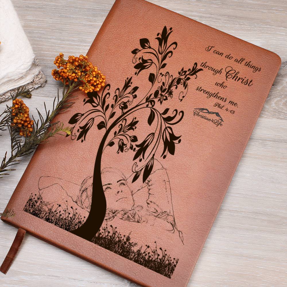 I Can Do All Things through Christ vegan leather Graphic Christian Journal - Journals