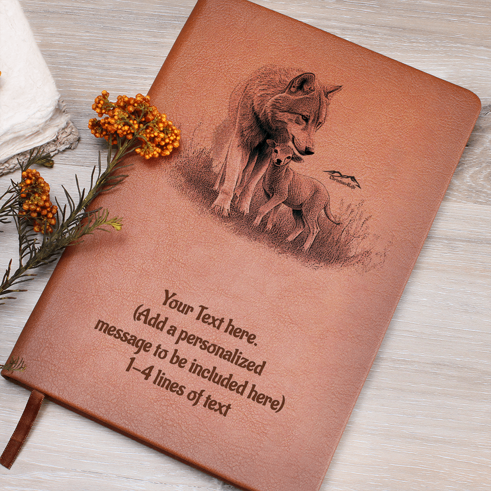 Wolf and Lamb - Personalized Graphic Vegan Leather Journal - Graphic Journal - Journals