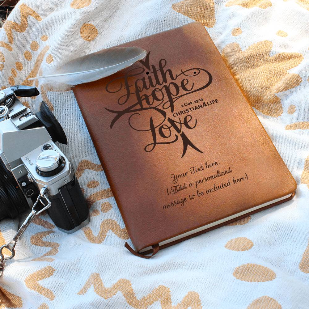 Personalized ’Faith Hope Love’ Christian Journal (add your message) - Journals