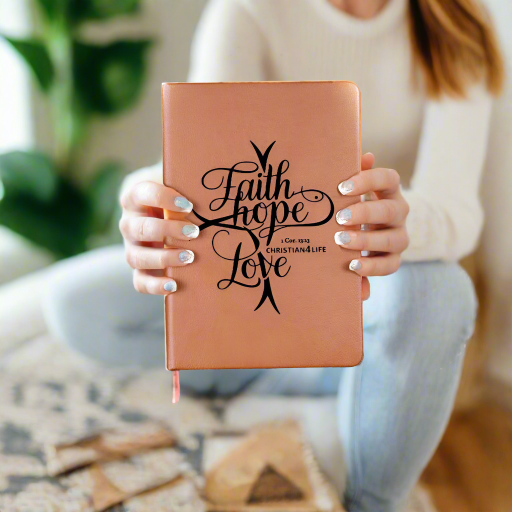 ’Faith Hope Love’ Vegan Leather Christian Journal - Journals
