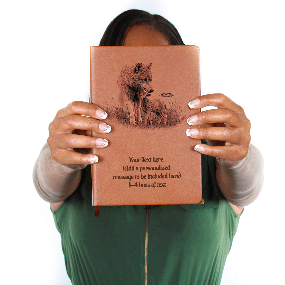 Wolf and Lamb - Personalized Graphic Vegan Leather Journal - Graphic Journal - Journals
