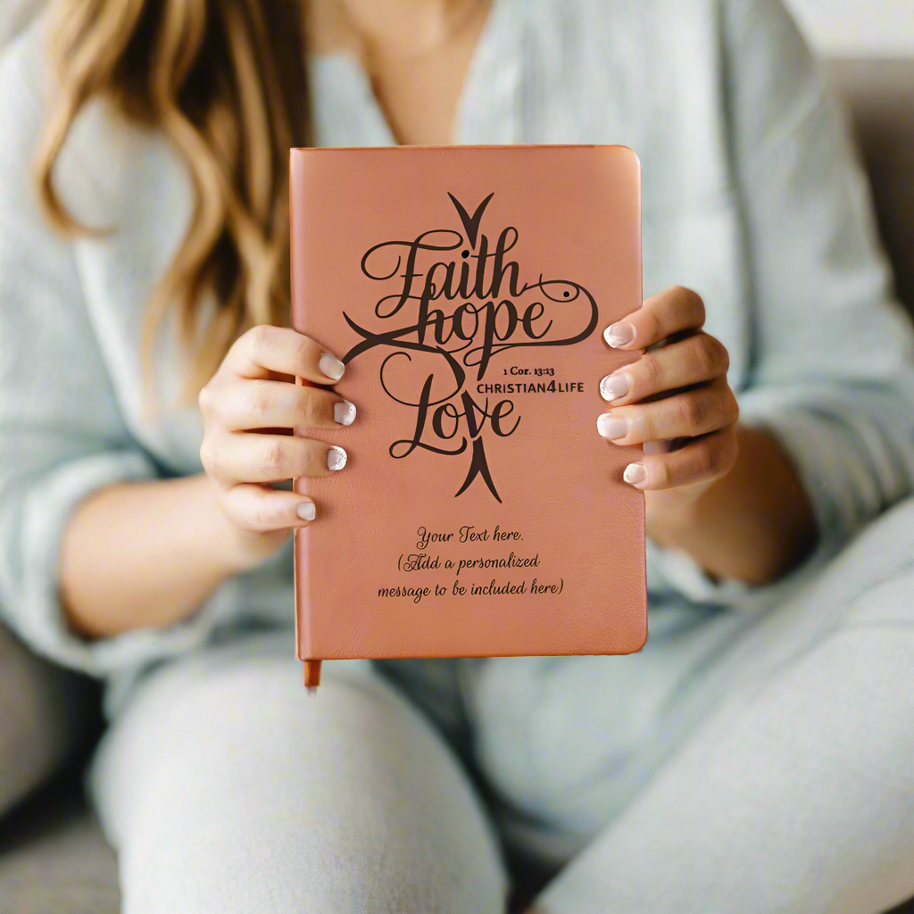Personalized ’Faith Hope Love’ Christian Journal (add your message) - Journals