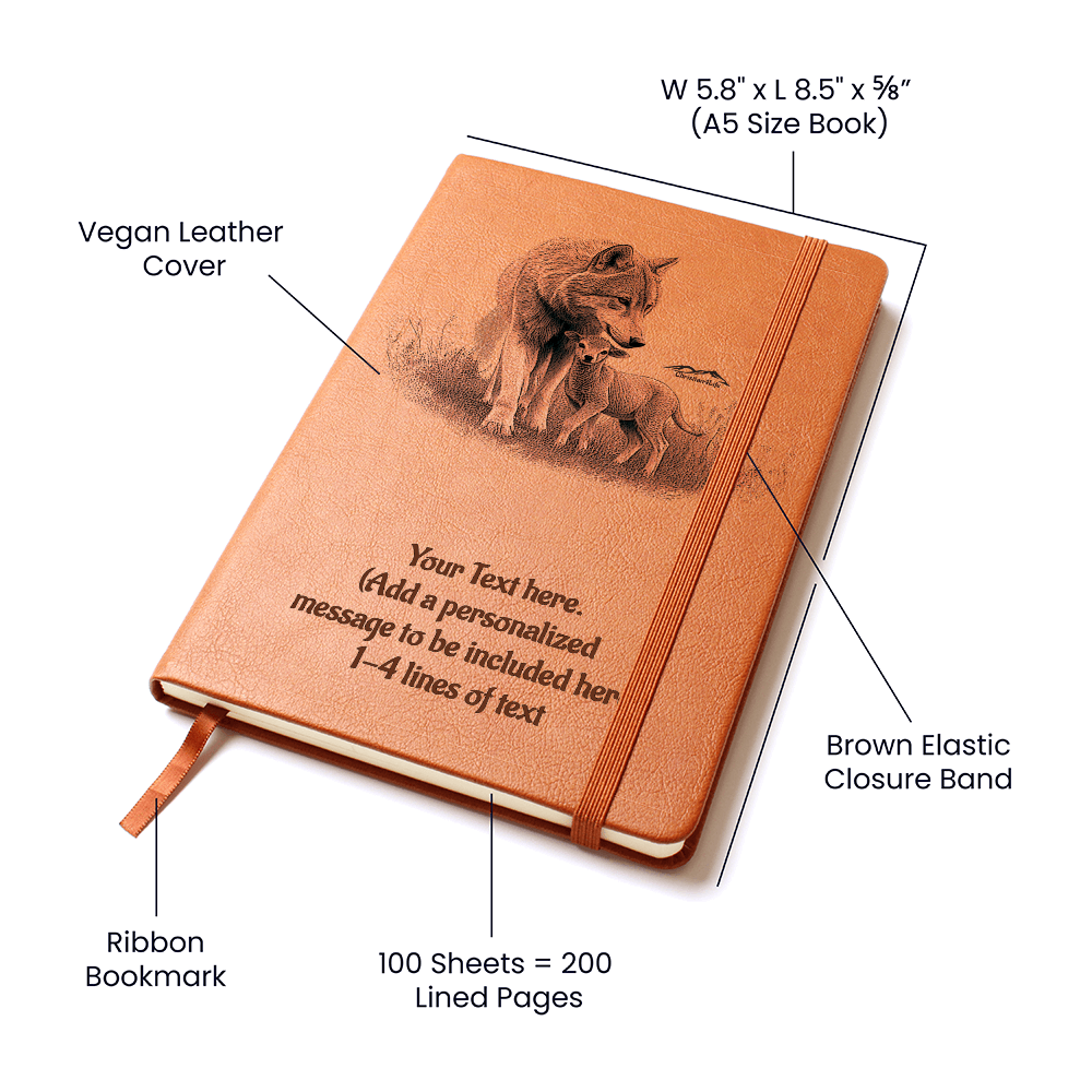 Wolf and Lamb - Personalized Graphic Vegan Leather Journal - Graphic Journal - Journals