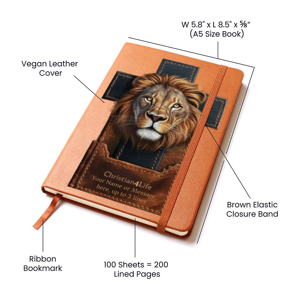 Personalized 3D Christian4Life Lion and Cross Graphic Christian Journal - Journals