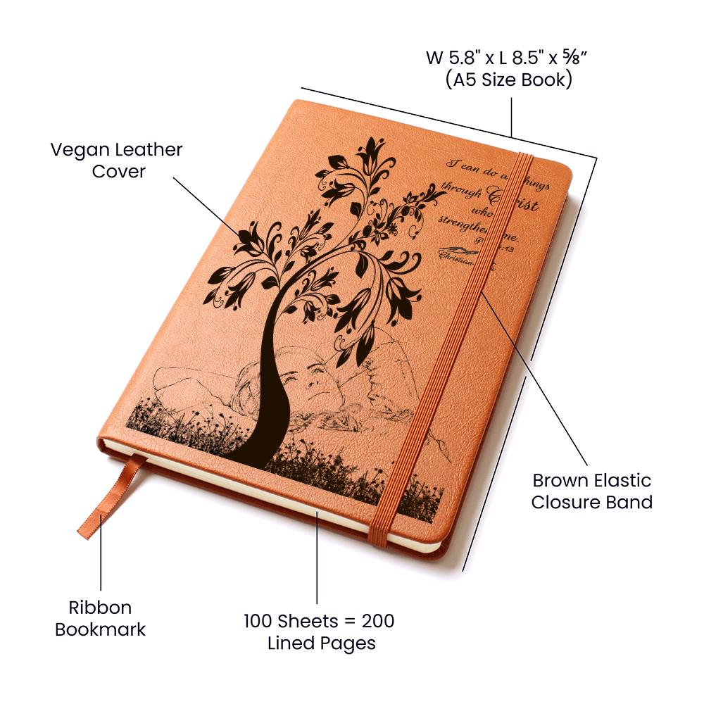 I Can Do All Things through Christ vegan leather Graphic Christian Journal - Journals