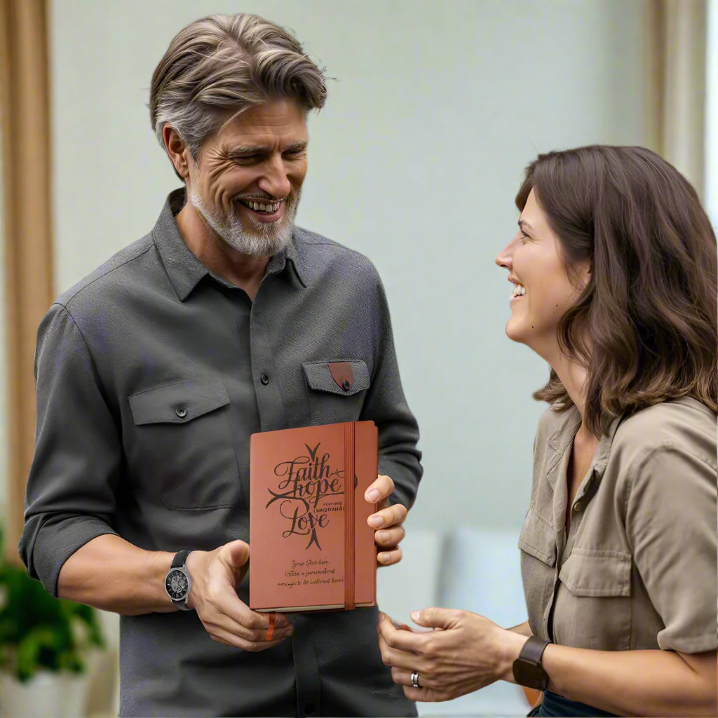 Personalized ’Faith Hope Love’ Christian Journal (add your message) - Journals