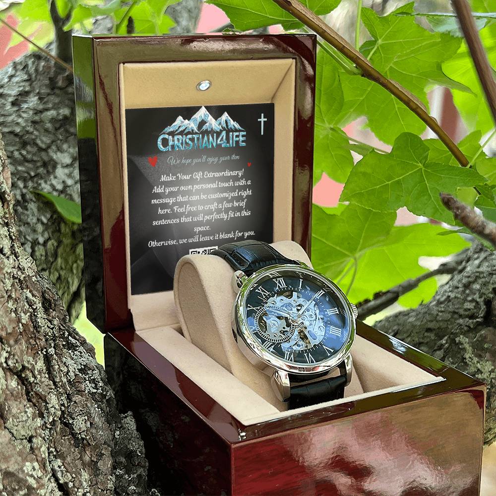 Men’s Openwork Watch with Personalized insert card. - Jewelry