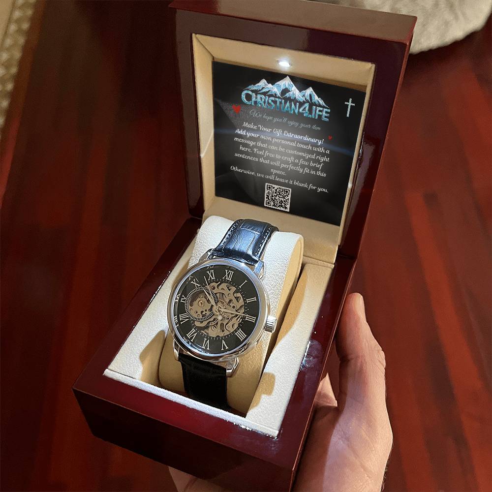 Men’s Openwork Watch with Personalized insert card. - Jewelry